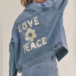 Sadie & Sage Blue Jean Jacket with White Accents